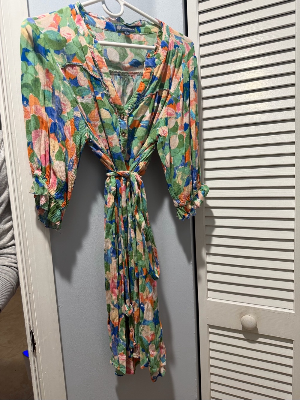 Democracy Floral Tie-Waist Midi Dress - Green Multi